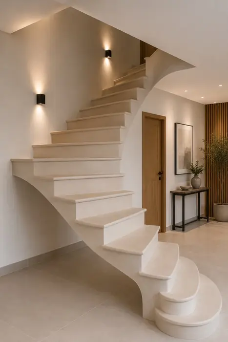Escalier en voûte sarrasine en pierre claire